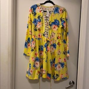 Plus size and yellow floral mini dress